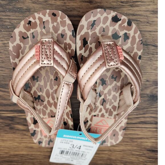 Baby Girl Reef Leopard Print Flip flops - Picture 1 of 4